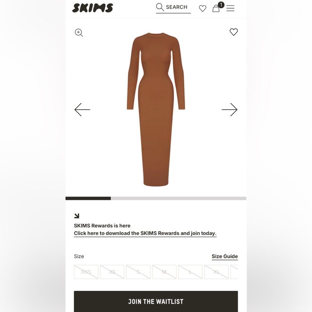 SKIMS Long Sleeve Dress in Rich Brown